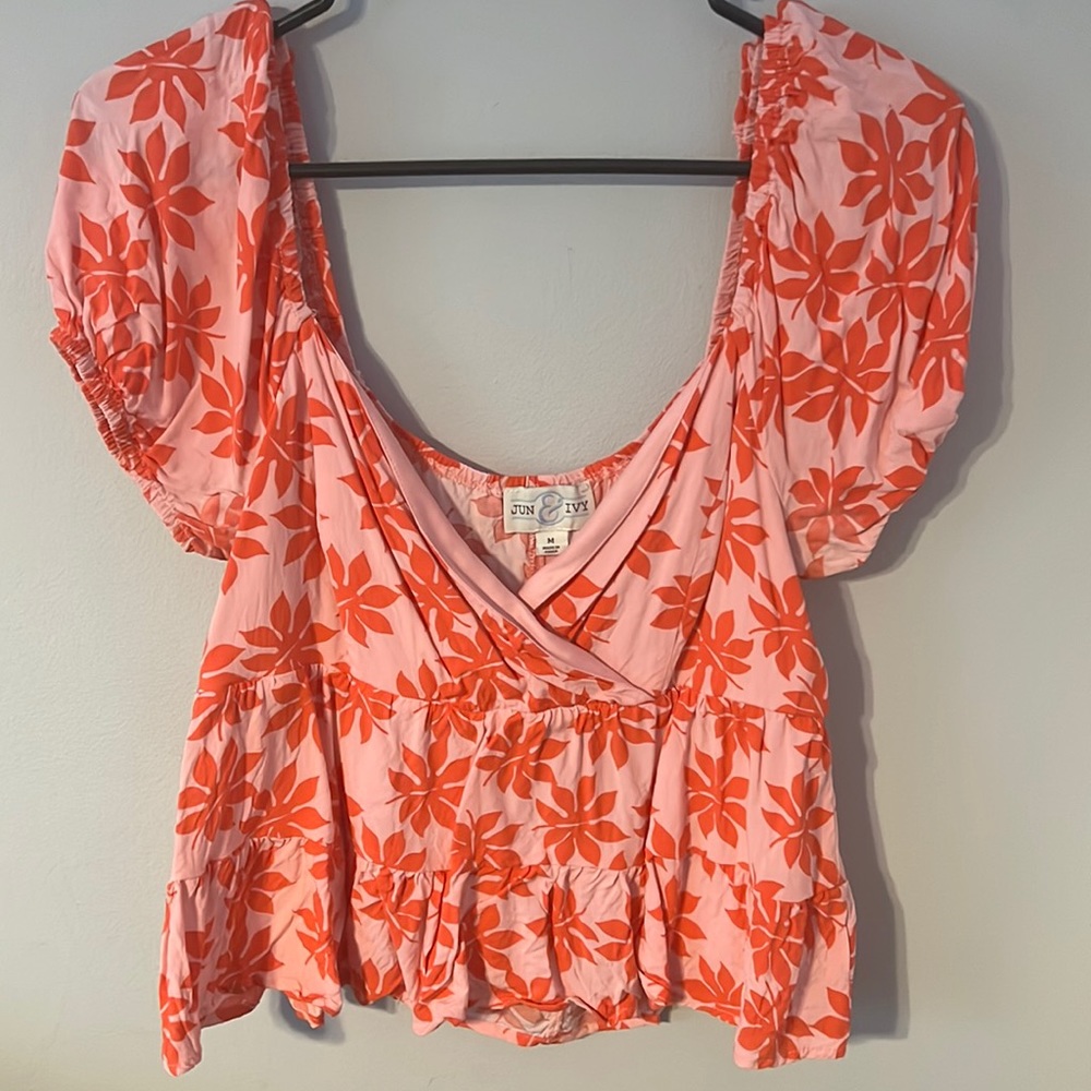 Francesca’s worn once floral pink shirt
